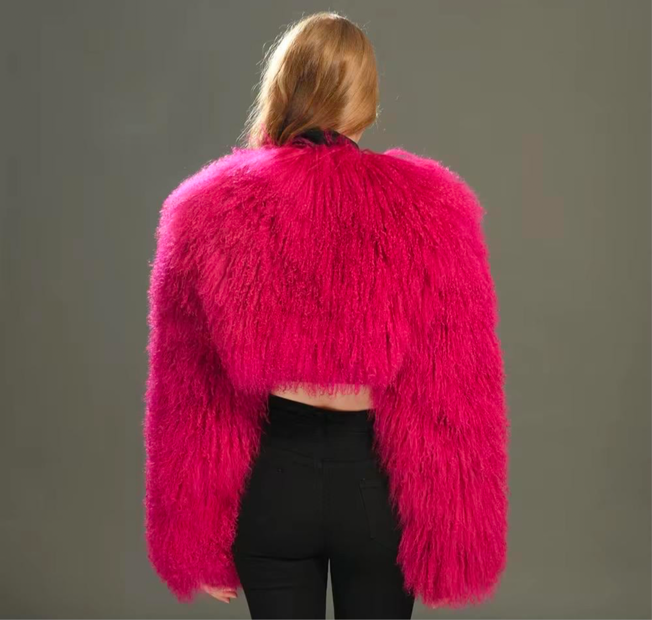 Selene Mongolian Fur Crop Length Coat (No Collar)
