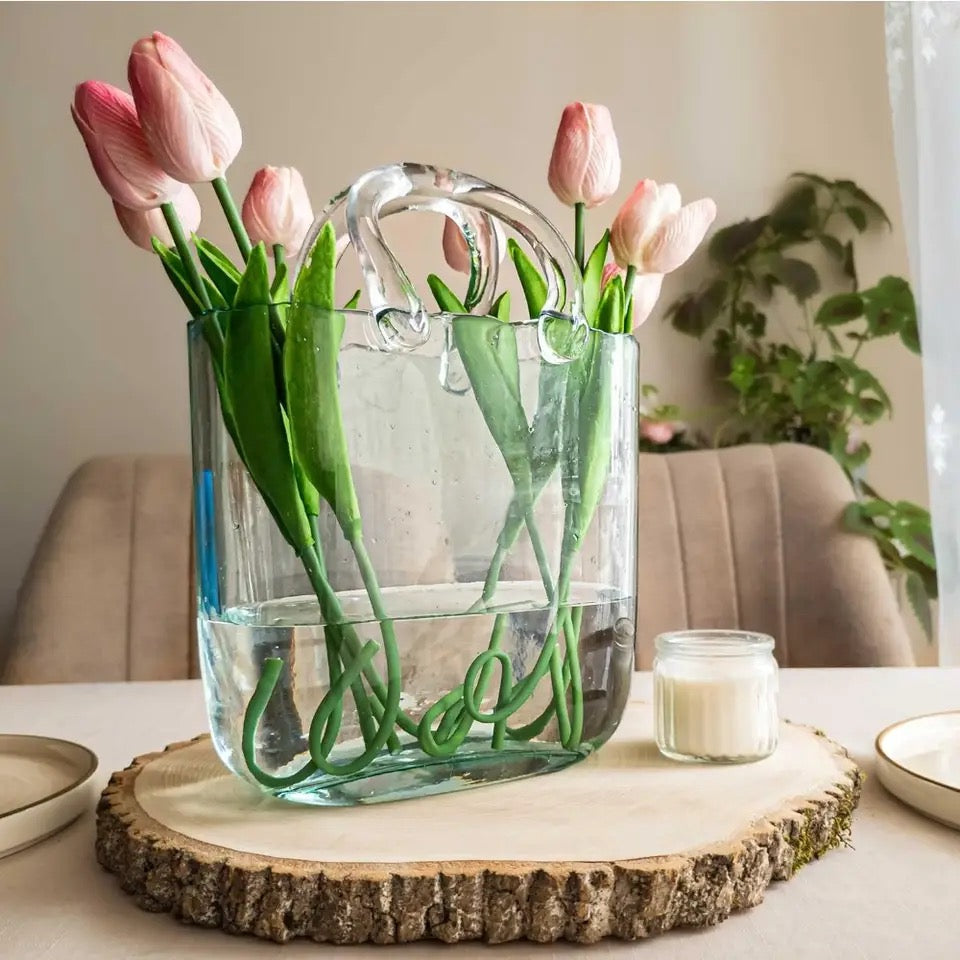 Handbag Glass Flower Vase