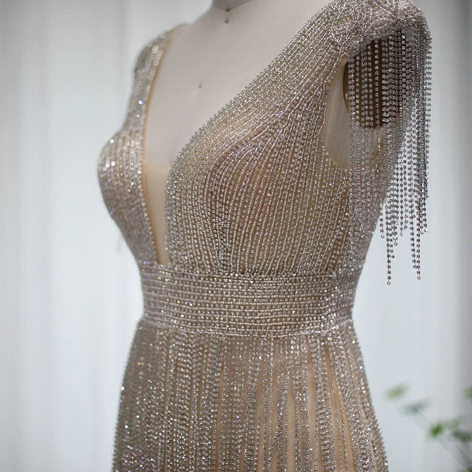 Quinn Rhinestone Beaded Fringe Mini Dress