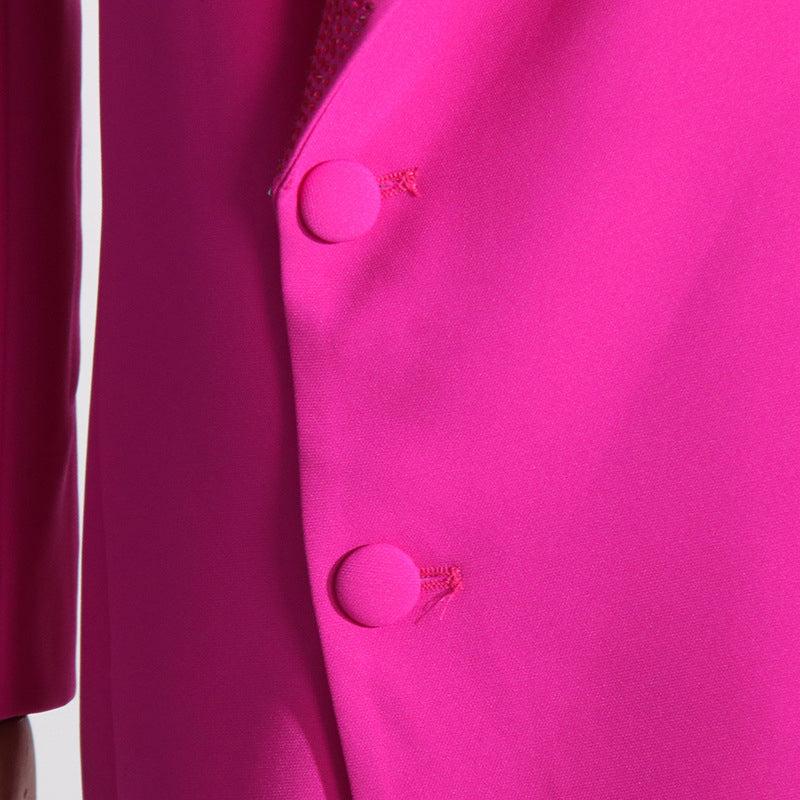 Avalon Rhinestone Trimmed Lapels Side Button Blazer Dress
