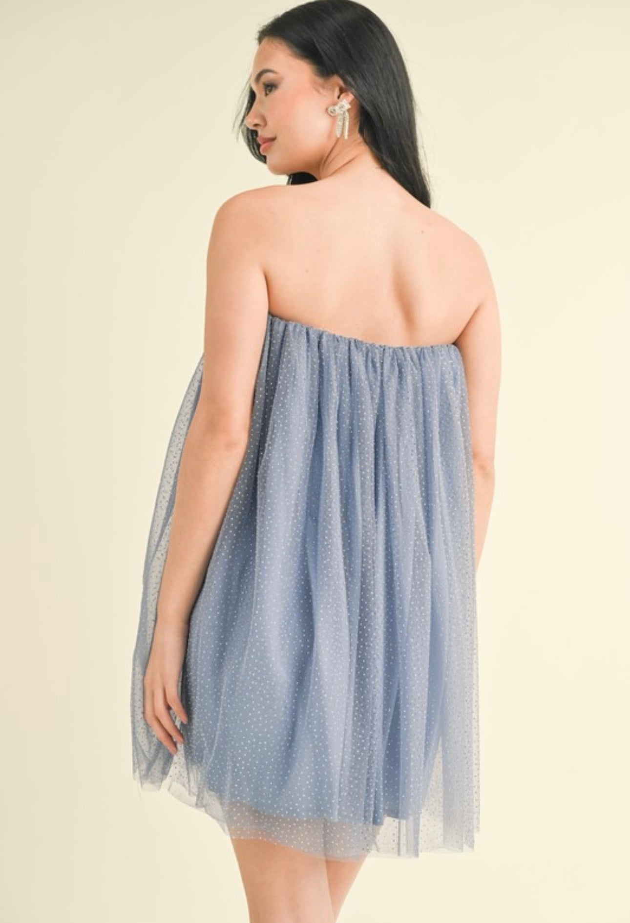 Cali Strapless Embellished Tulle Trapeze Mini Dress