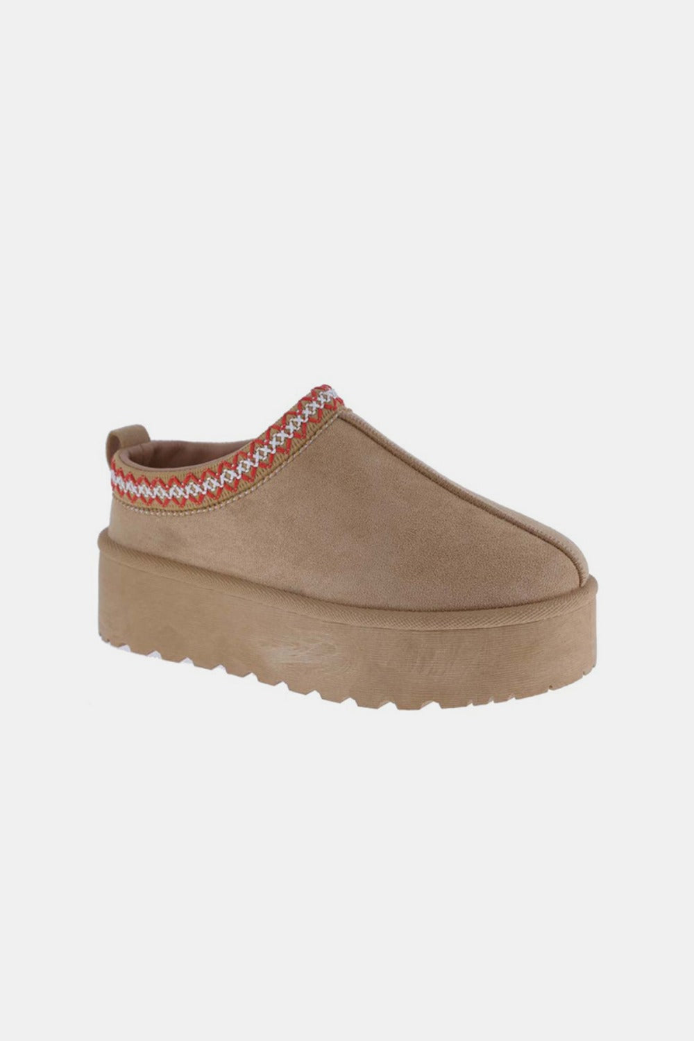Tommi Beige Platform Embroidered Trim Slip-On Boots