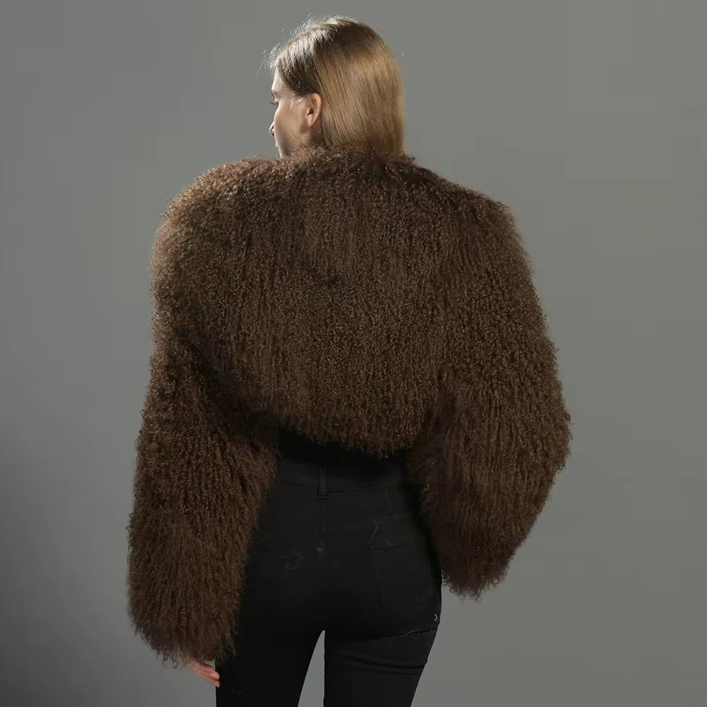 Selene Mongolian Fur Crop Length Coat (No Collar)