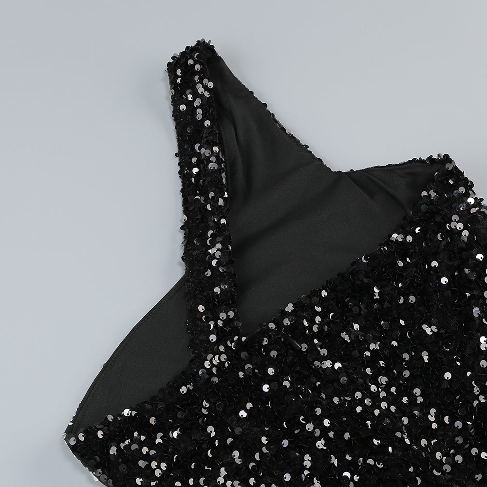 Layla Sequin One Shoulder Lace Mermaid Maxi Dress