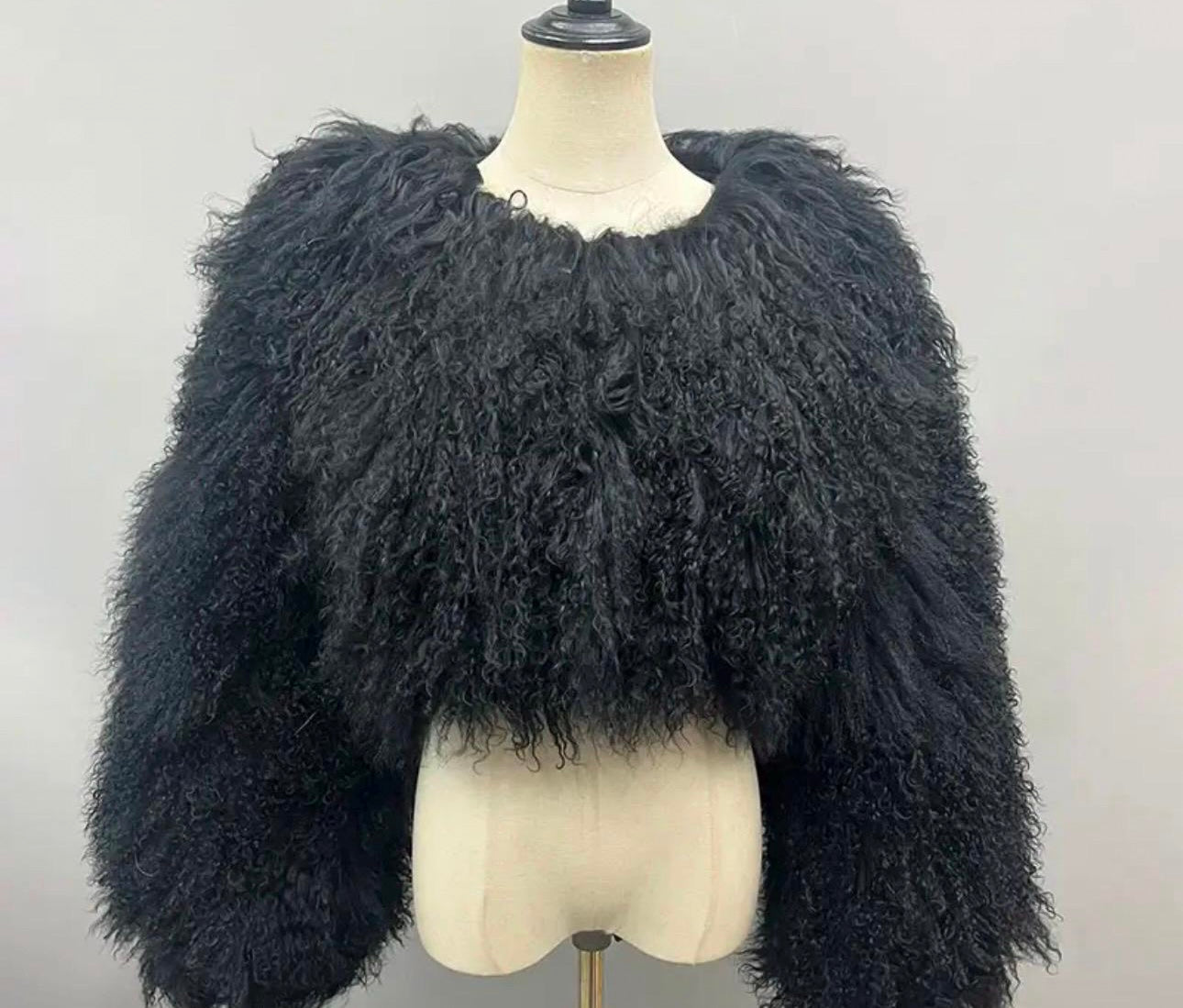 Selene Mongolian Fur Crop Length Coat (No Collar)