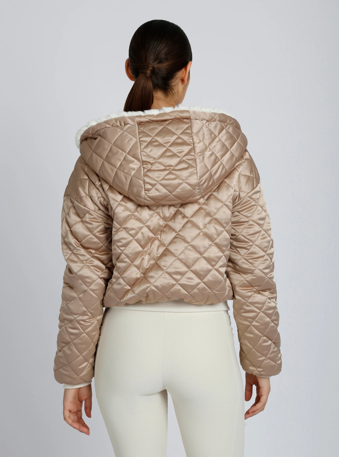 Monica Taupe Fawn Reversible Faux Fur Hoodie