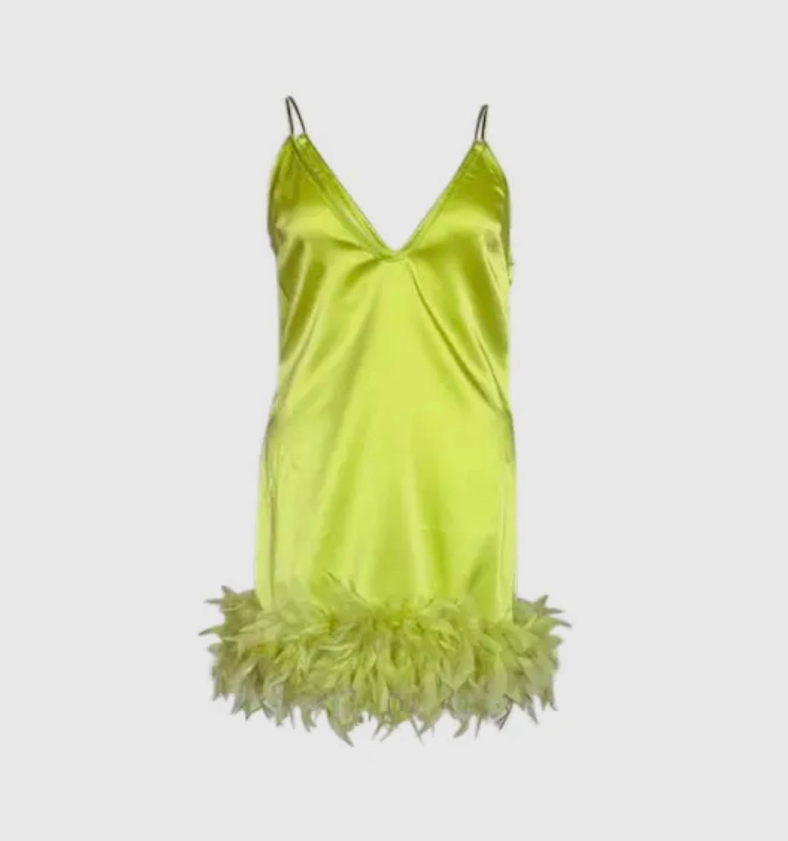 Illaria Satin Mini Slip Dress with Feather Trim