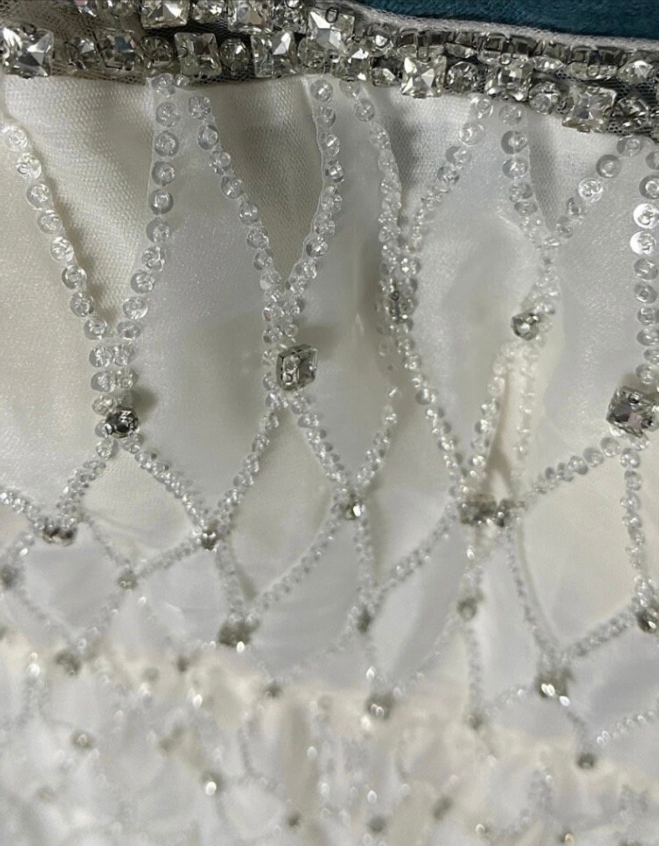 Irina White Hollow Organza Design Rhinestone Embellished Maxi Dress
