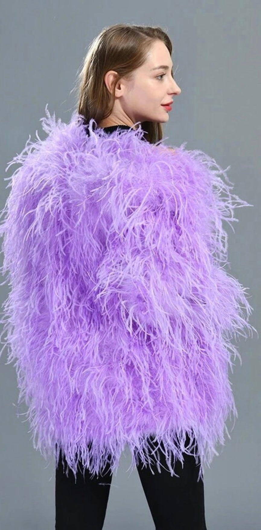 Dezi Fluffy Feather Coat - 30” Length