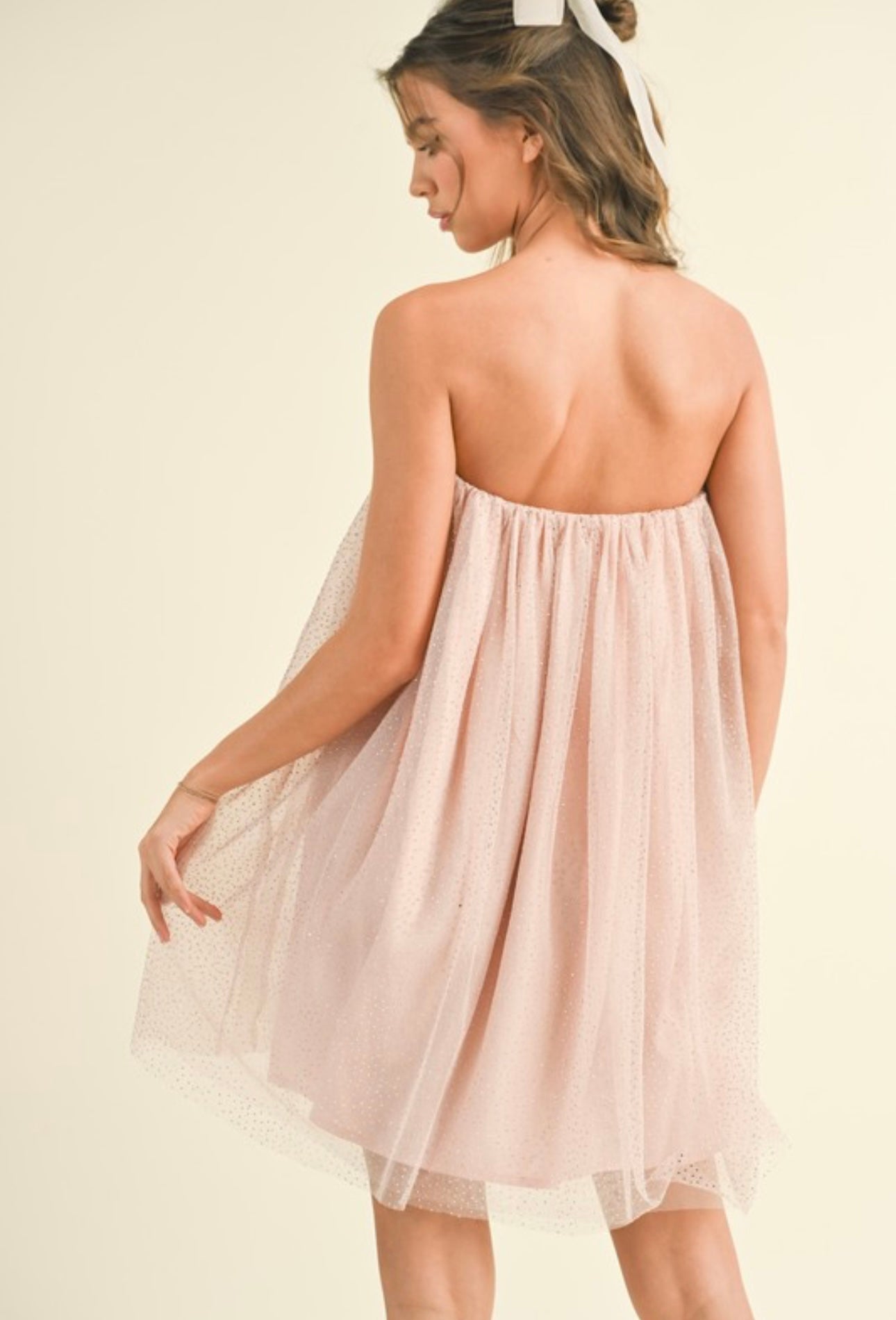 Cali Strapless Embellished Tulle Trapeze Mini Dress