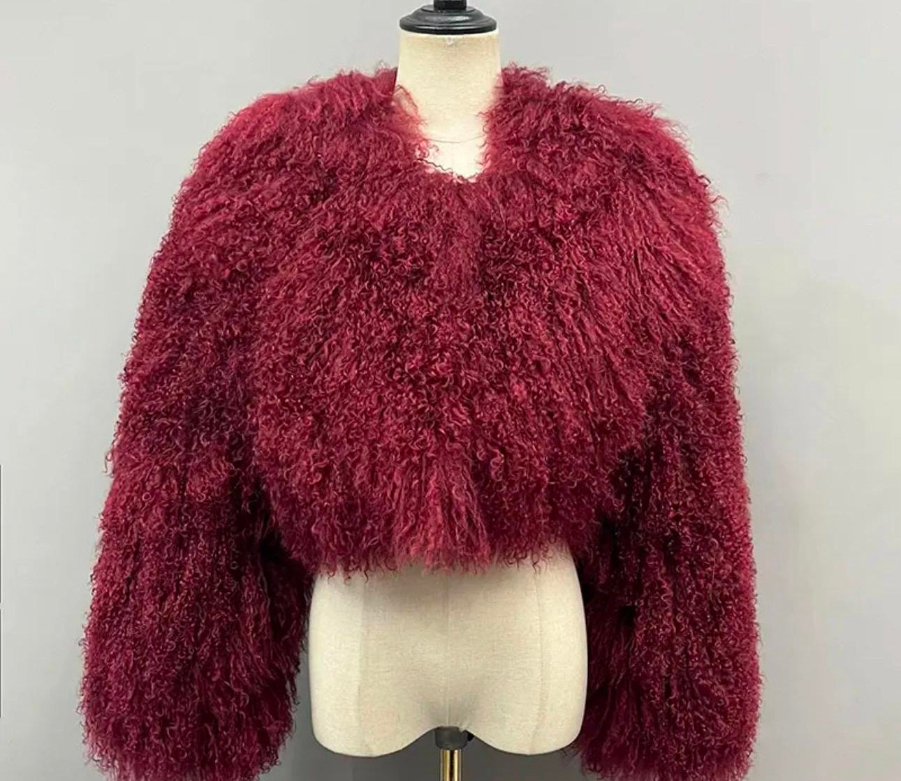 Selene Mongolian Fur Crop Length Coat (No Collar)