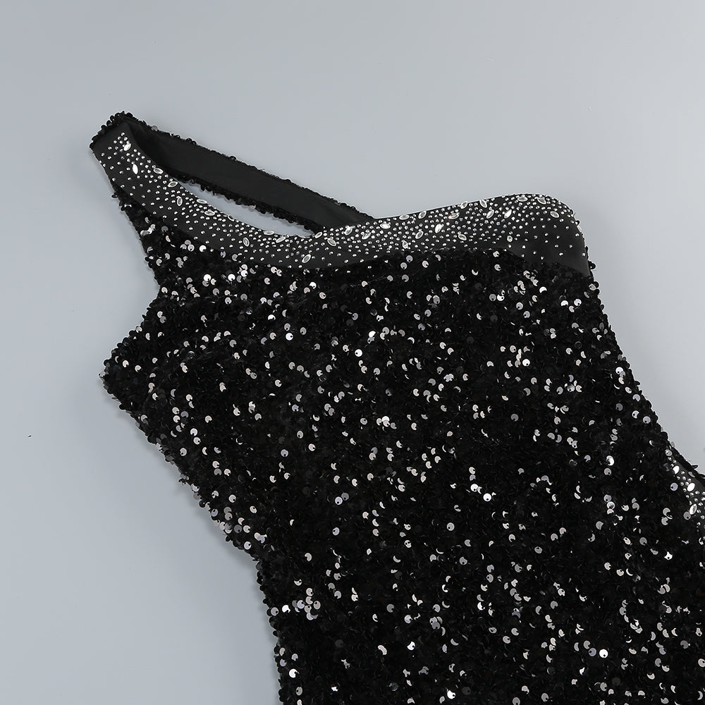 Layla Sequin One Shoulder Lace Mermaid Maxi Dress