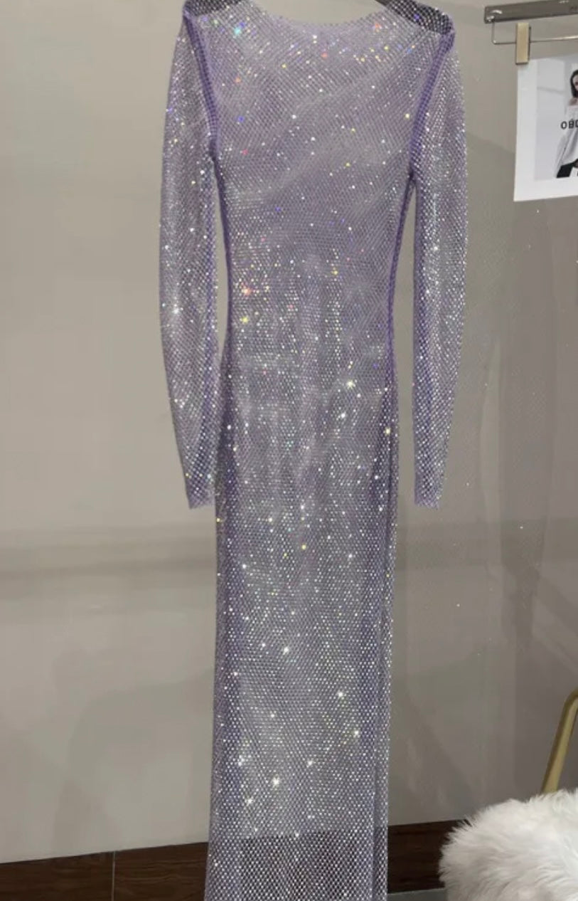 Aleida Rhinestone Mesh Maxi Dress