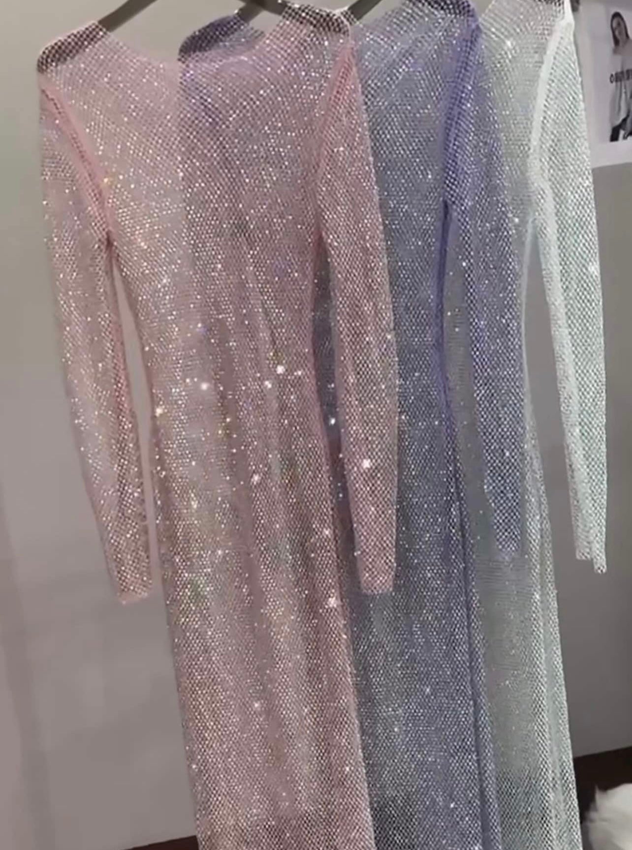 Aleida Rhinestone Mesh Maxi Dress