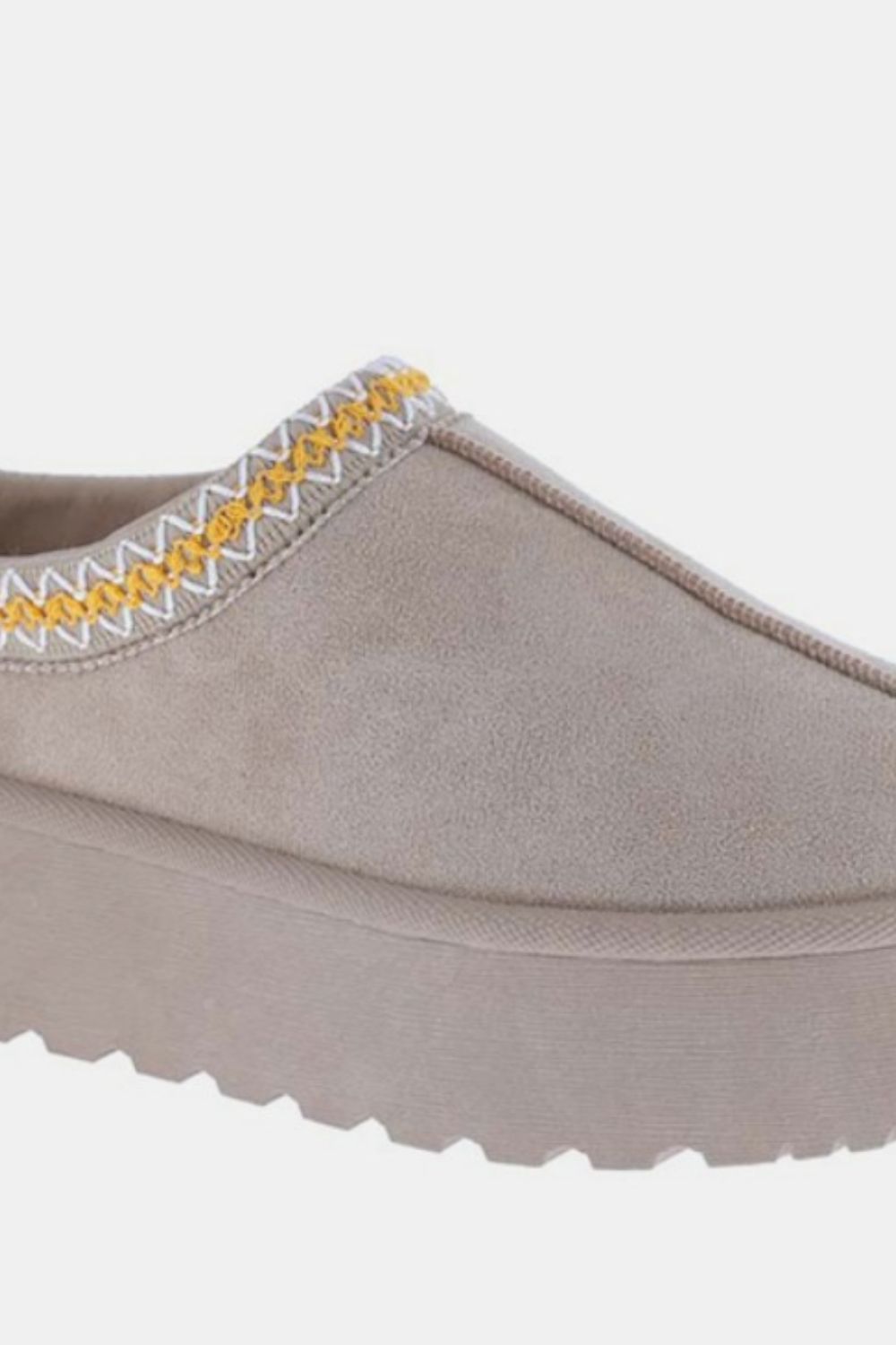 Carlyn Taupe Platform Embroidered Trim Slip-On Boots