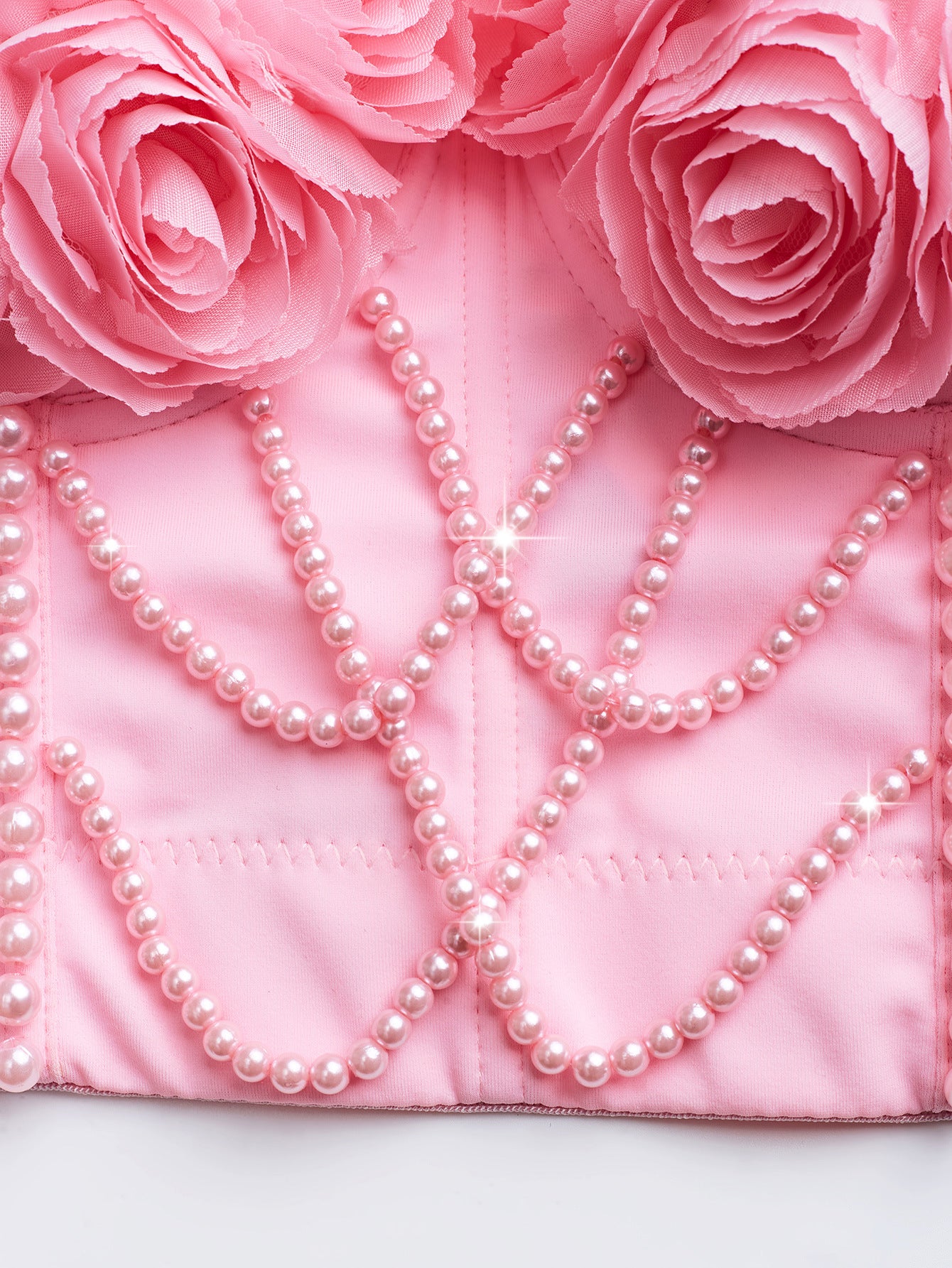 Mala 3D Floral and Pearl Embellished Bustier