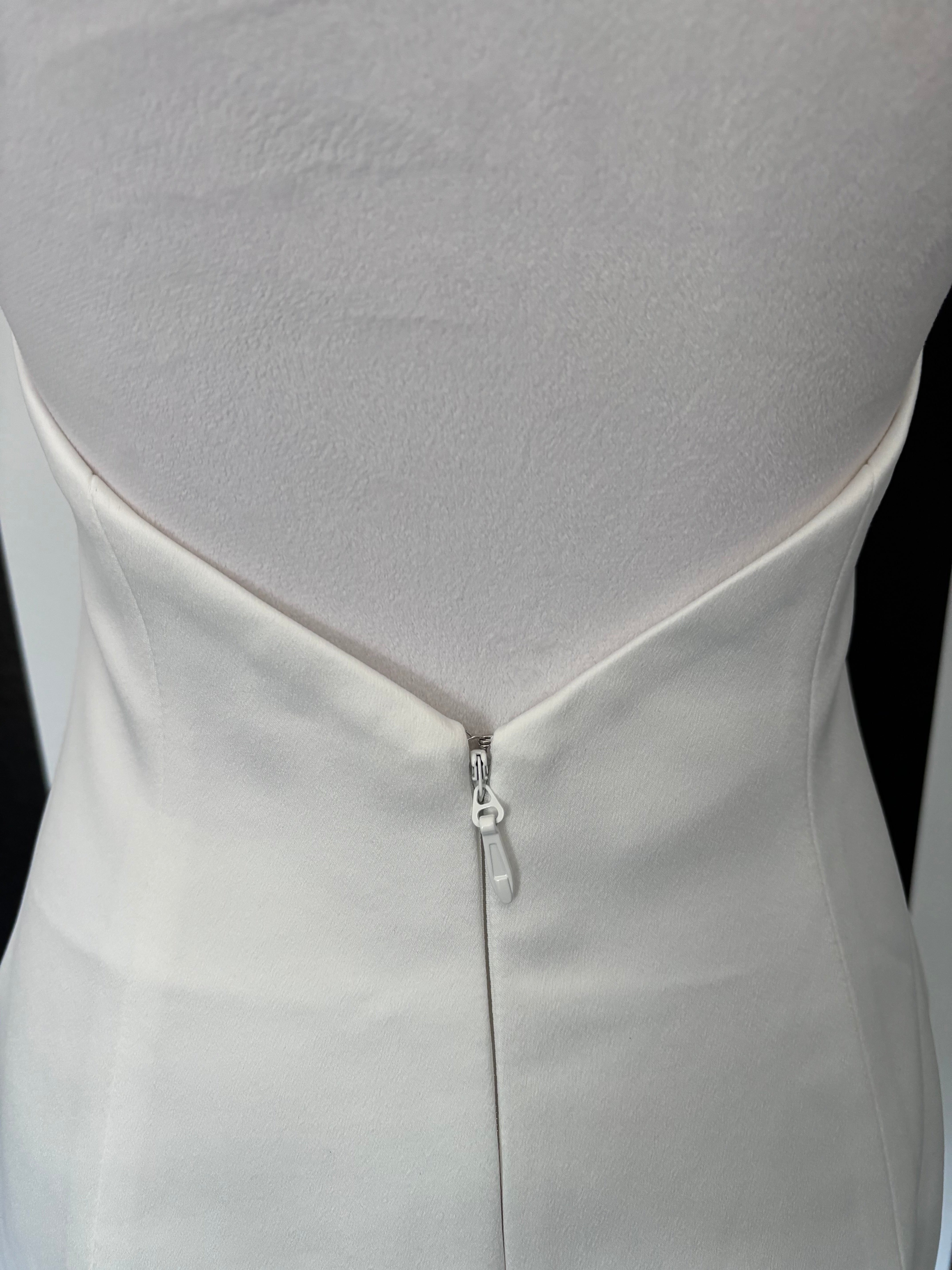 Nessa White Halter Rhinestone Pearl Embellished Open Back Mock Pockets Mini Dress