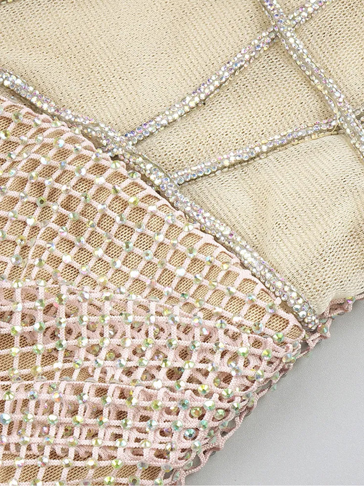 Willa Rhinestone Mesh Corset Strapless Mini Dress