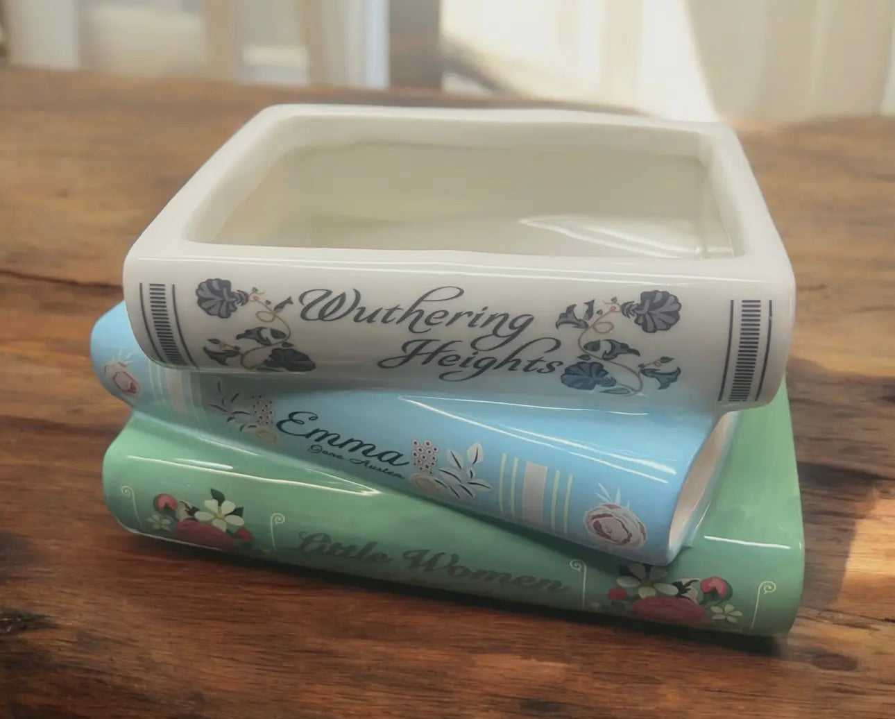 Jane Austen Stacked Book Collection Floral Vase