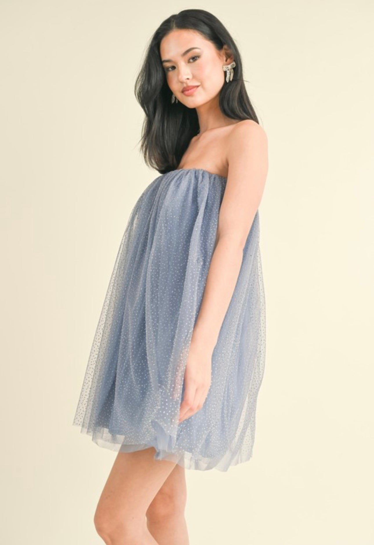 Cali Strapless Embellished Tulle Trapeze Mini Dress