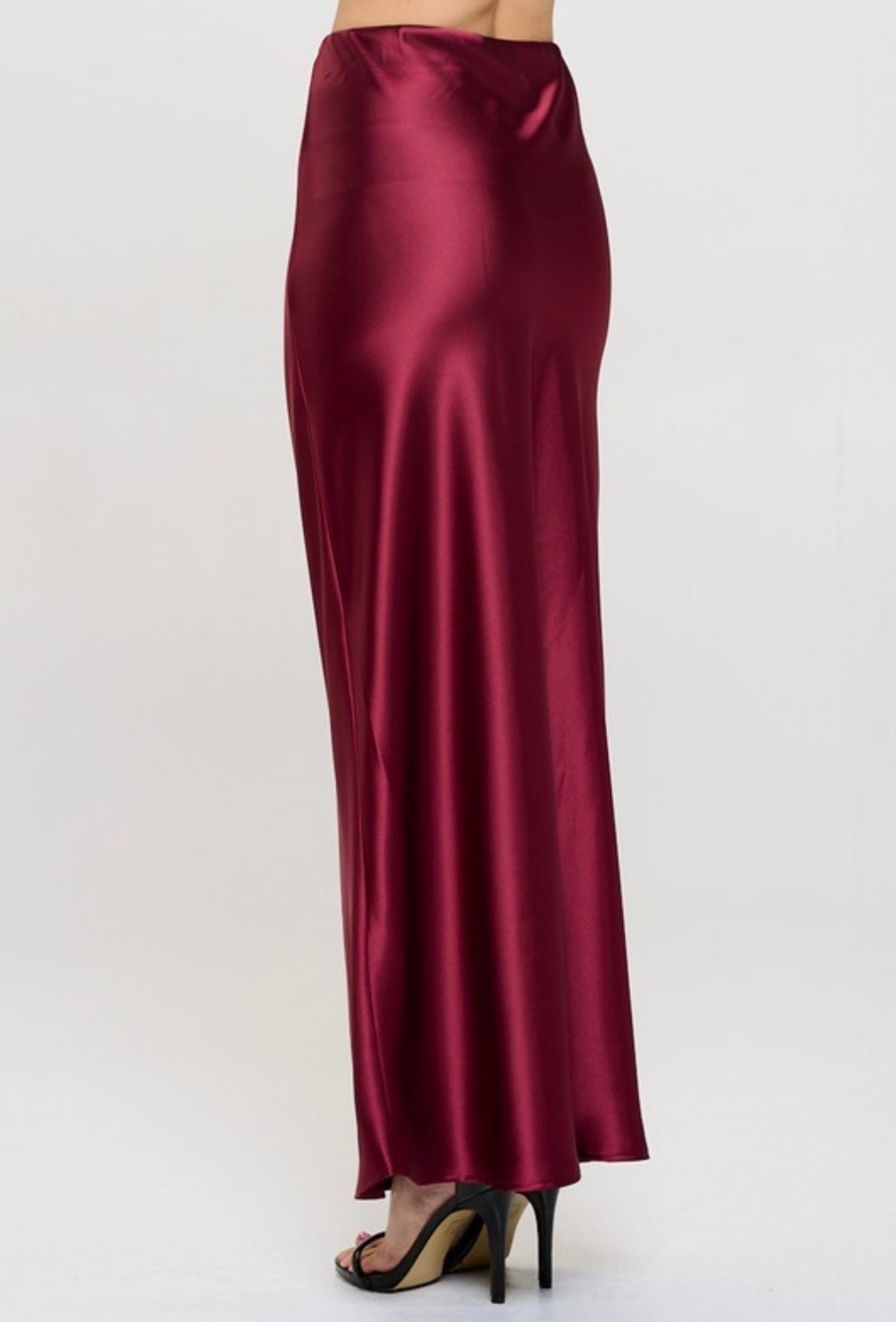 Lila Burgundy Satin Maxi Skirt