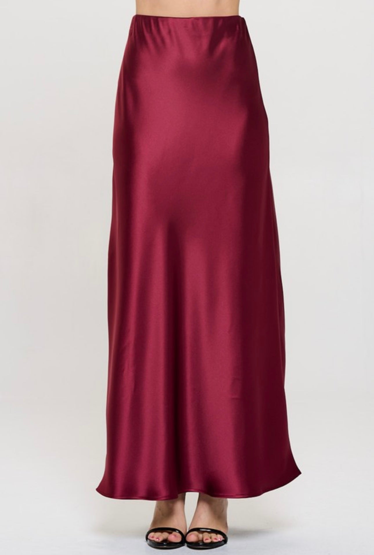 Lila Burgundy Satin Maxi Skirt