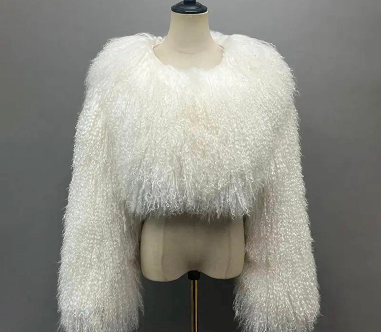 Selene Mongolian Fur Crop Length Coat (No Collar)