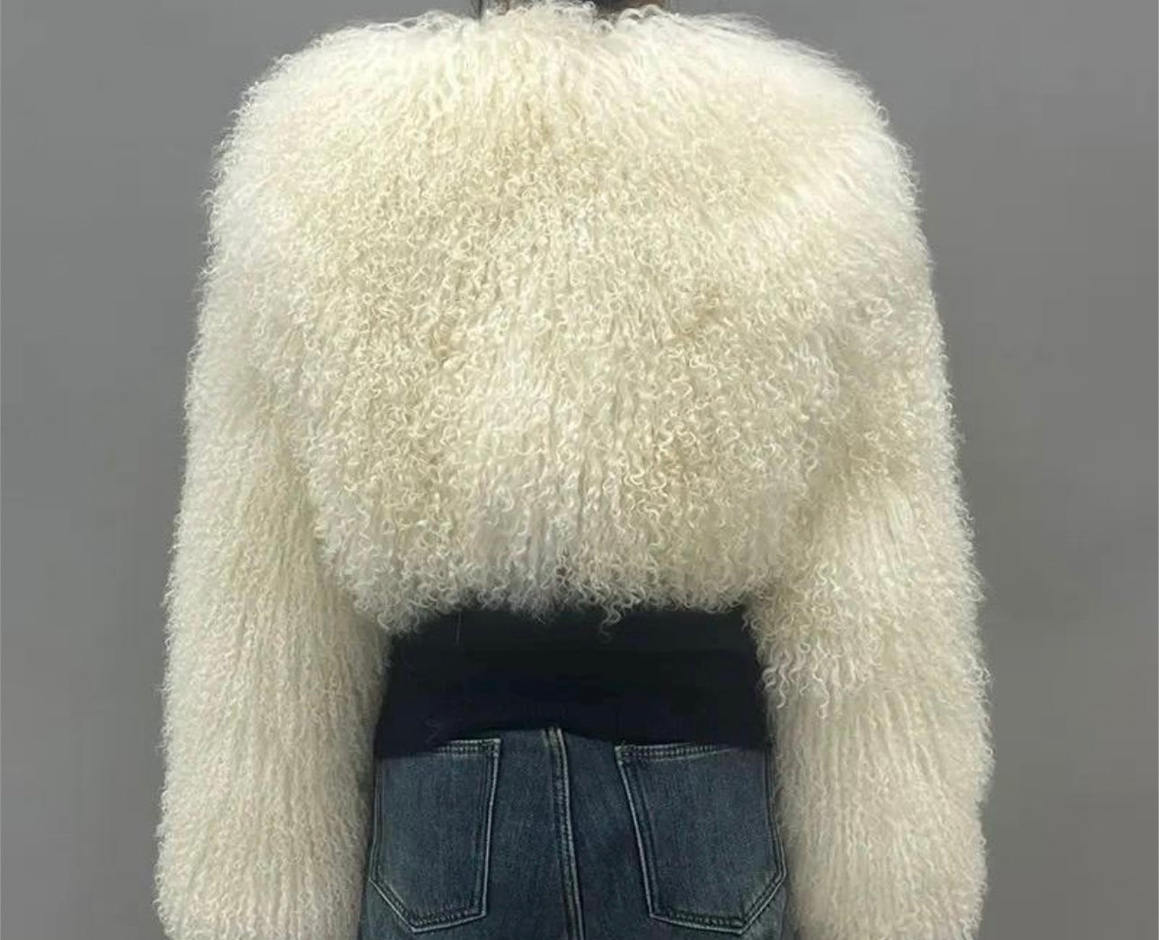 Selene Mongolian Fur Crop Length Coat (No Collar)