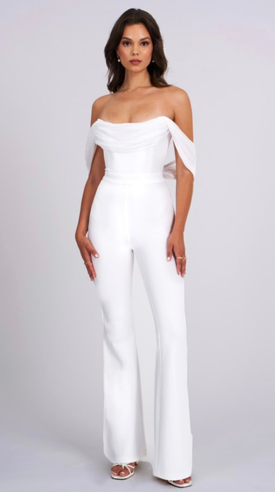 Harmony Off Shoulder Chiffon Draped Jumpsuit