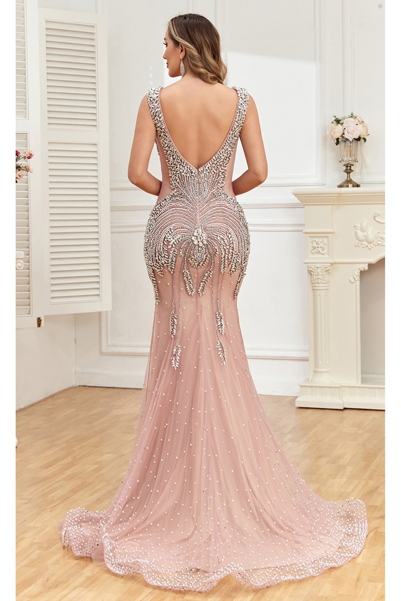 Lana Rhinestone and Pearl Embellished Mermaid Gown