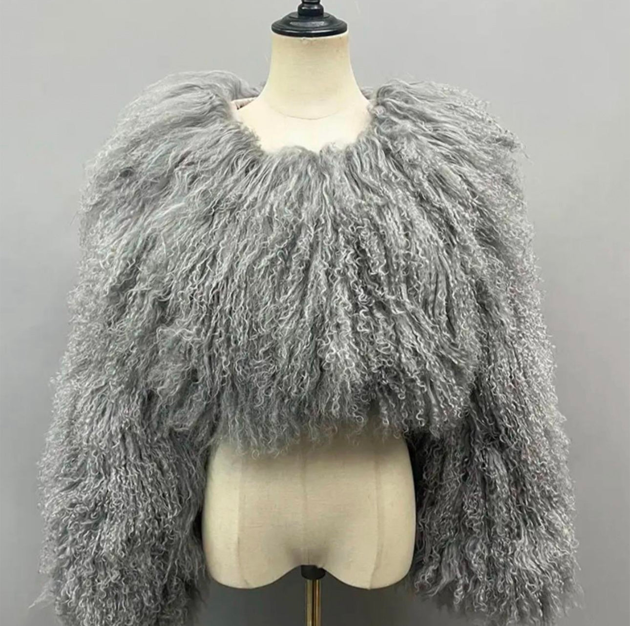 Selene Mongolian Fur Crop Length Coat (No Collar)