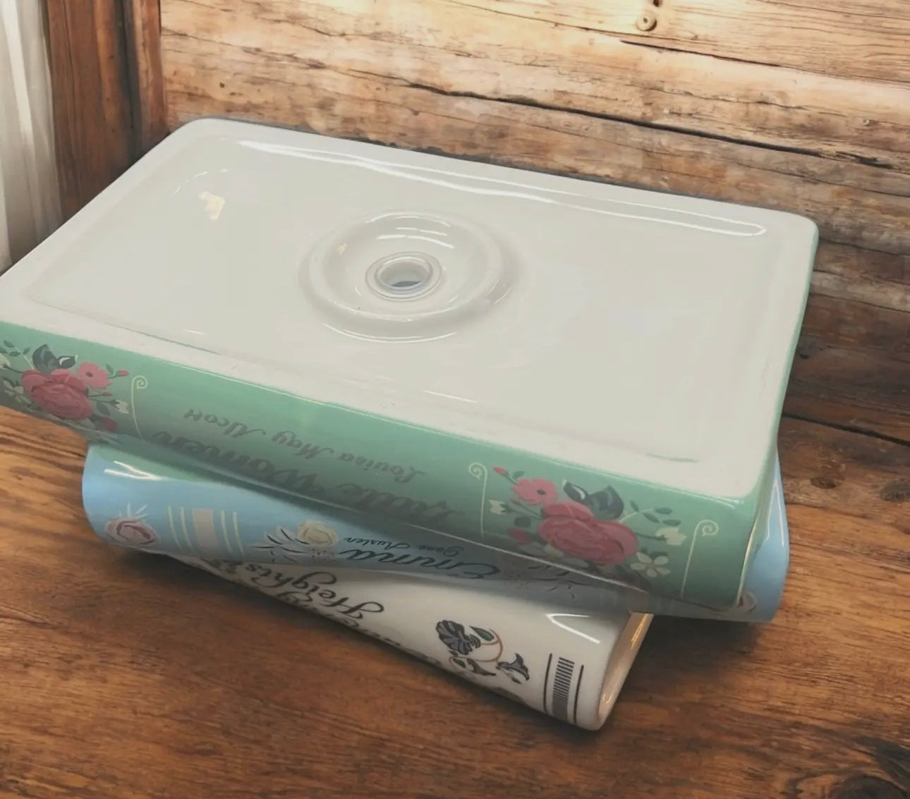 Jane Austen Stacked Book Collection Floral Vase