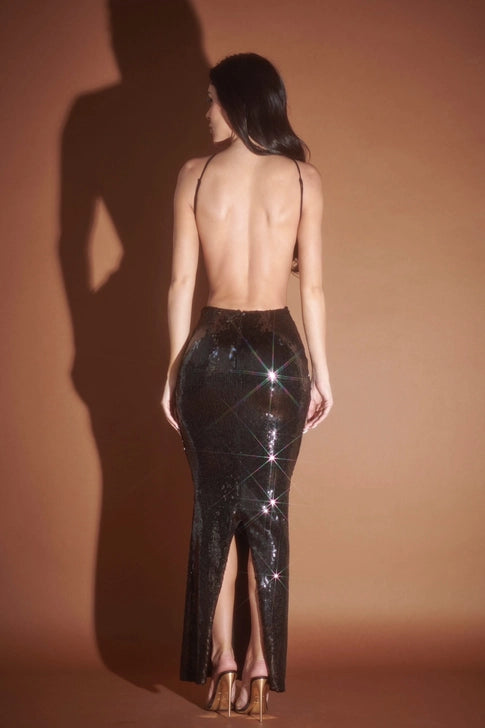 Saylor Cutout Backless Sequin Maxi Dress
