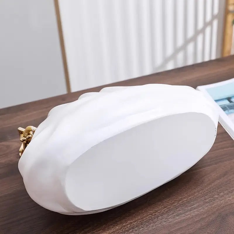 White Purse Gold Chain Resin Vase