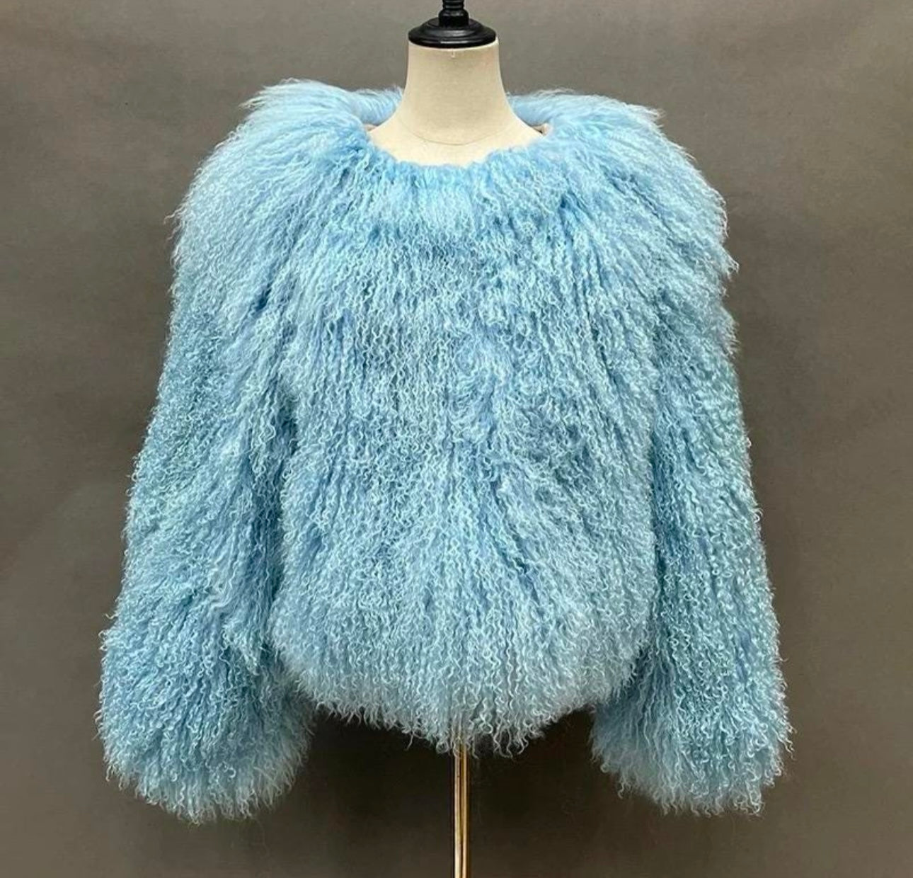 Belina Mongolian Fur Waist Length Coat (No Collar)