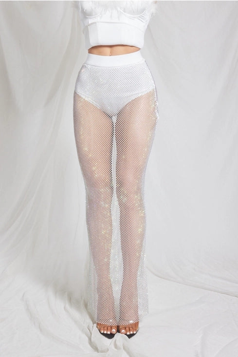 Maddi Diamonte Mesh Maxi Skirt
