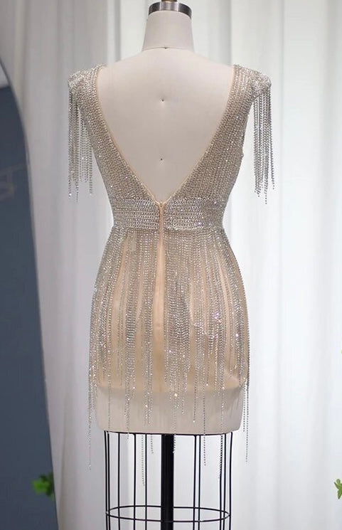 Quinn Rhinestone Beaded Fringe Mini Dress