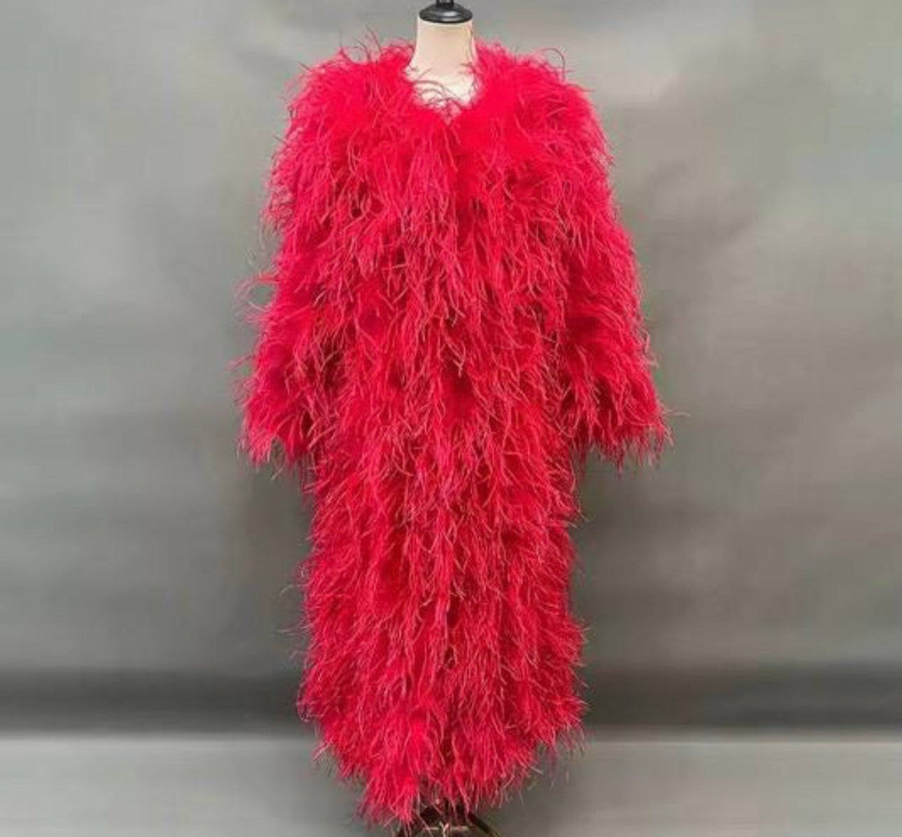 Dira Long Fluffy Feather Coat