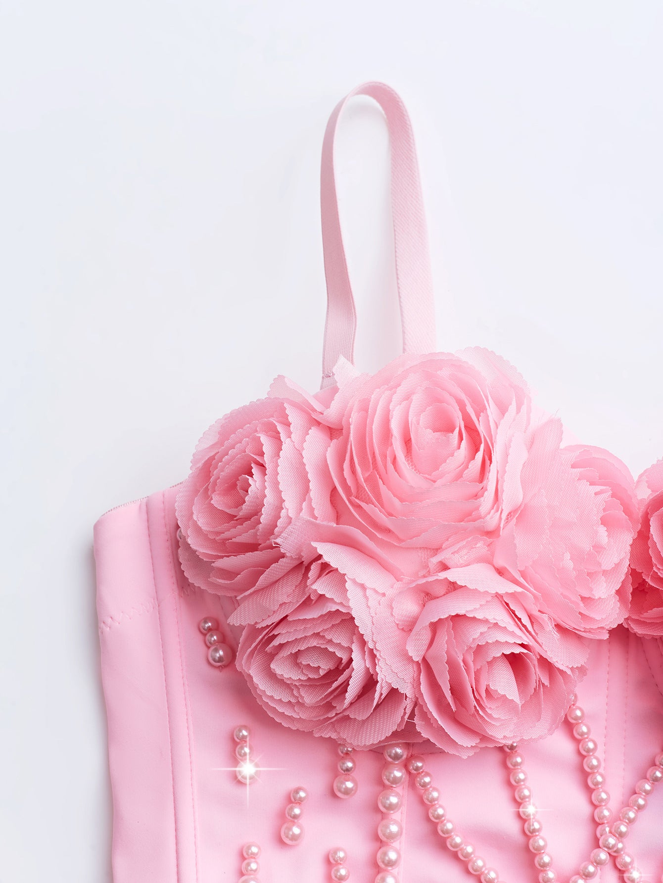 Mala 3D Floral and Pearl Embellished Bustier