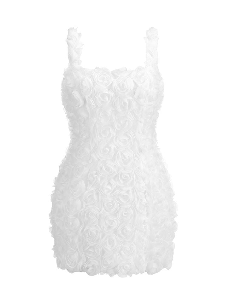 Katina Sleeveless Lace Back 3D Rose Mini Dress