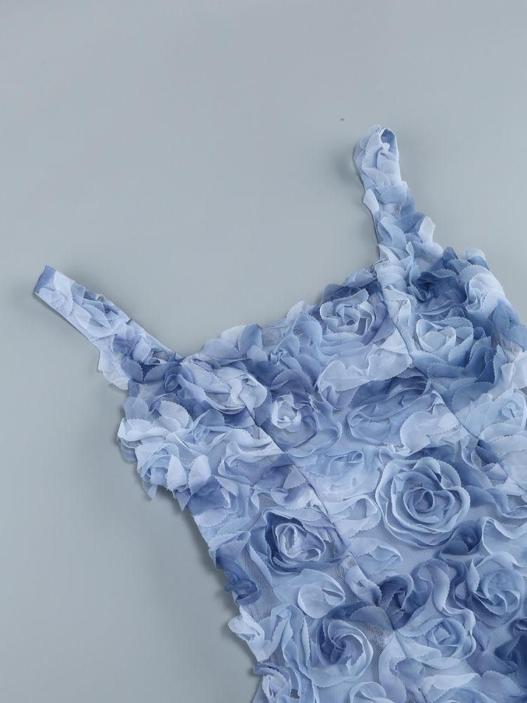 Katina Sleeveless Lace Back 3D Rose Mini Dress