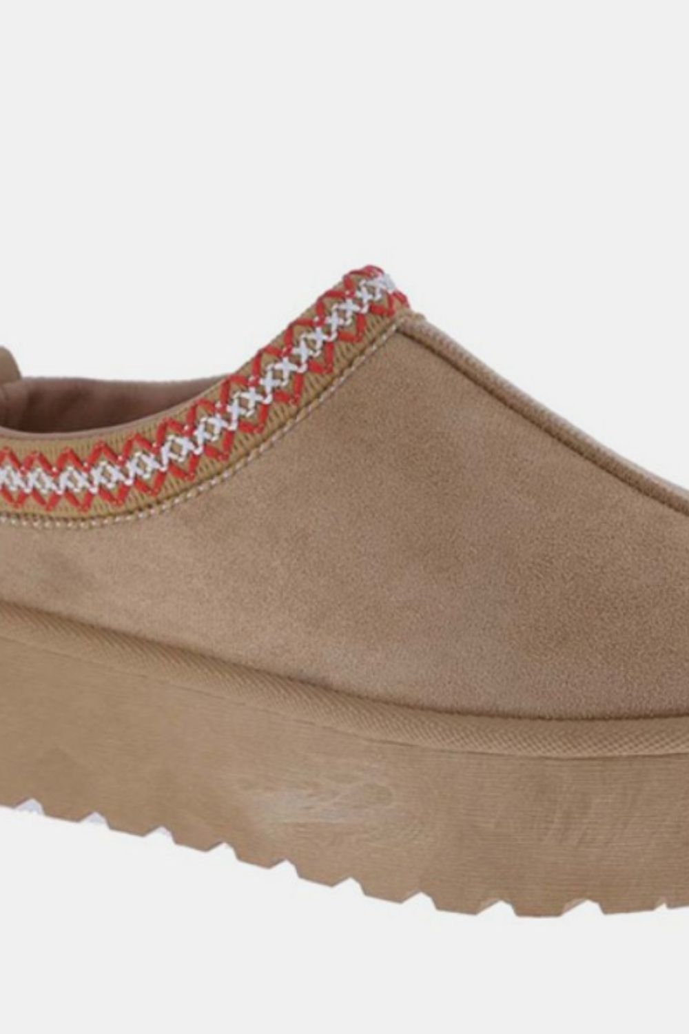 Tommi Beige Platform Embroidered Trim Slip-On Boots