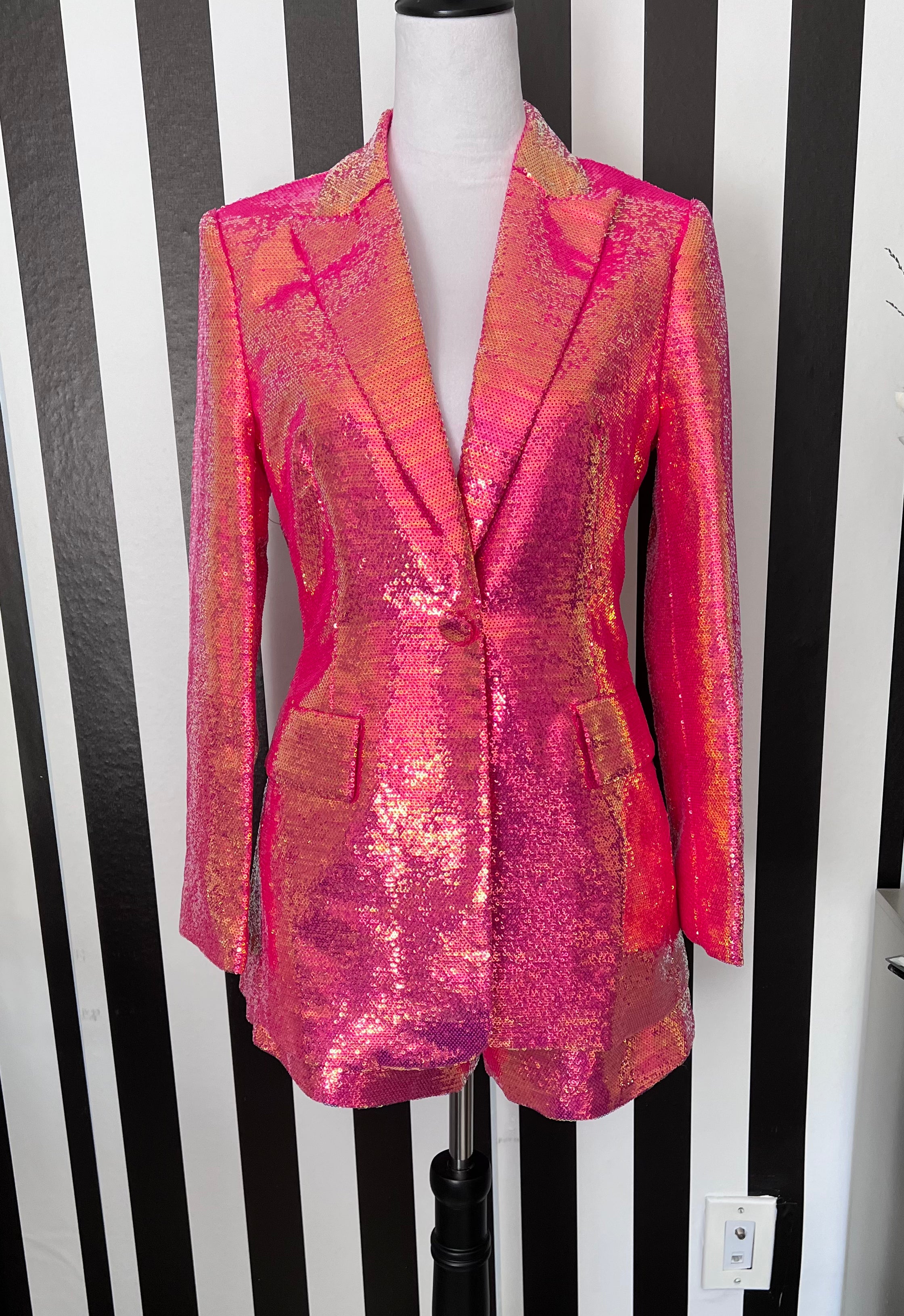 Jacey Fuchsia Sequin Blazer and Short Set
