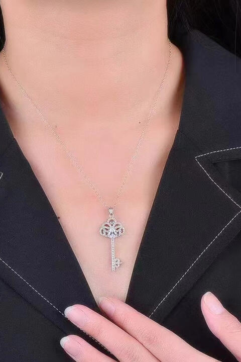 Key To My Heart 1 Carat Moissanite Key Pendant Necklace