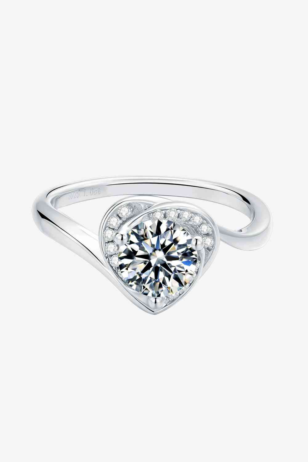 I Heart You 1 Carat Moissanite 925 Sterling Silver Heart Ring