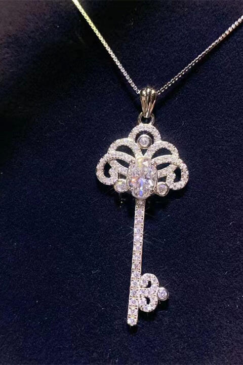 Key To My Heart 1 Carat Moissanite Key Pendant Necklace