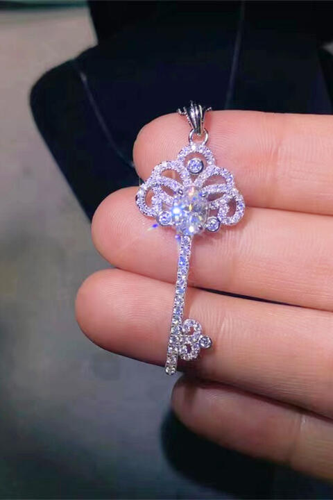 Key To My Heart 1 Carat Moissanite Key Pendant Necklace