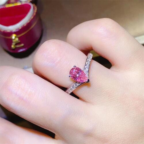Hey Barbie Pink 1 Carat Moissanite 925 Sterling Silver Ring