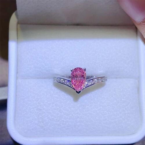 Hey Barbie Pink 1 Carat Moissanite 925 Sterling Silver Ring