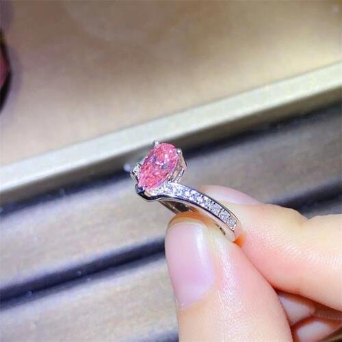 Hey Barbie Pink 1 Carat Moissanite 925 Sterling Silver Ring